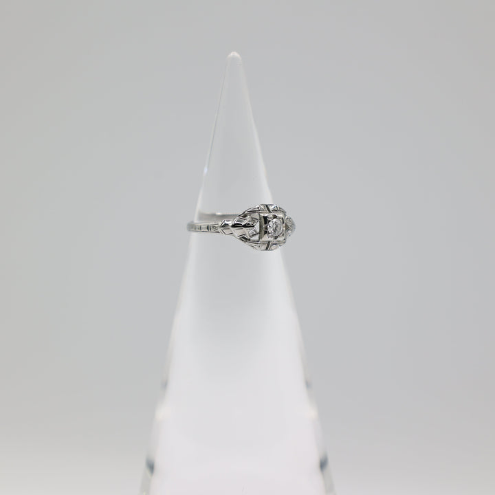 18K White Gold Diamond Ring 5mm Band Size Six And A Quarter
