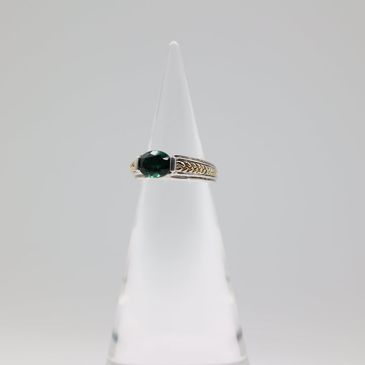 Lorenzo Emerald Ring With Sterling Silver And 18K Gold Braided Accents Size 7