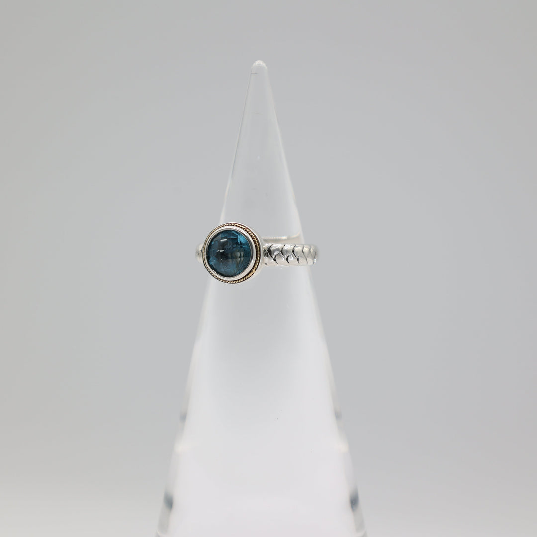 Effy 925 Sterling Silver Blue Topaz Ring With 18K Yellow Gold Accent Size 7