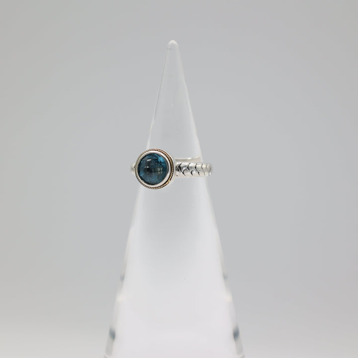Effy 925 Sterling Silver Blue Topaz Ring With 18K Yellow Gold Accent Size 7