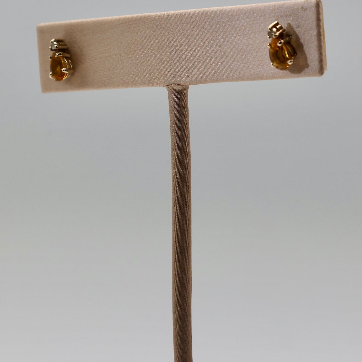 14k Yellow Gold Citrine and Sapphire Accent Earrings