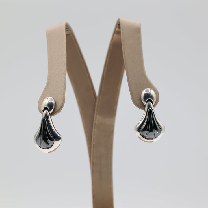 925 Sterling Silver Hematite Ring And Earrings Set Size 5.75