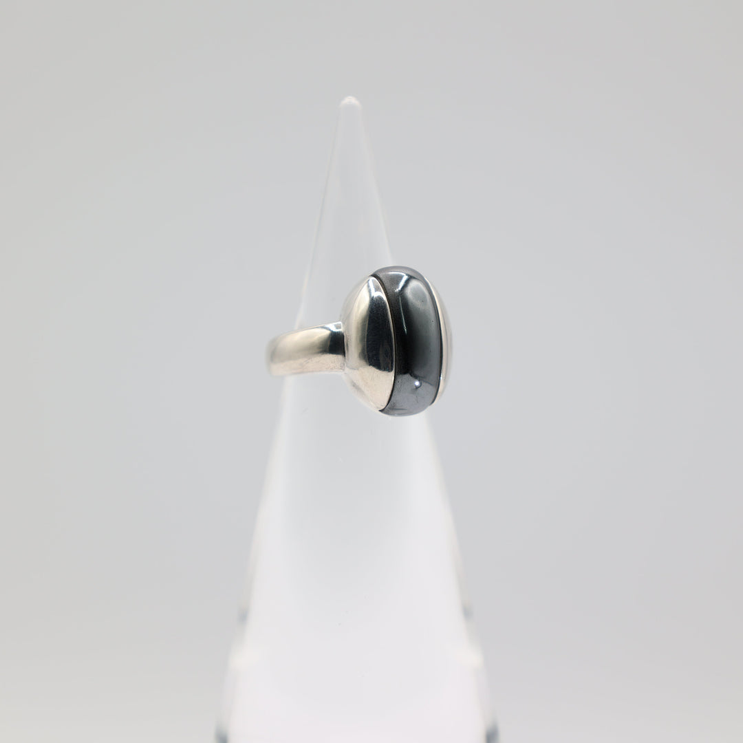925 Sterling Silver Hematite Ring And Earrings Set Size 5.75