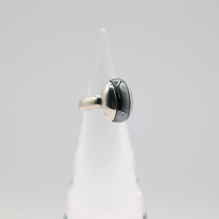 925 Sterling Silver Hematite Ring And Earrings Set Size 5.75