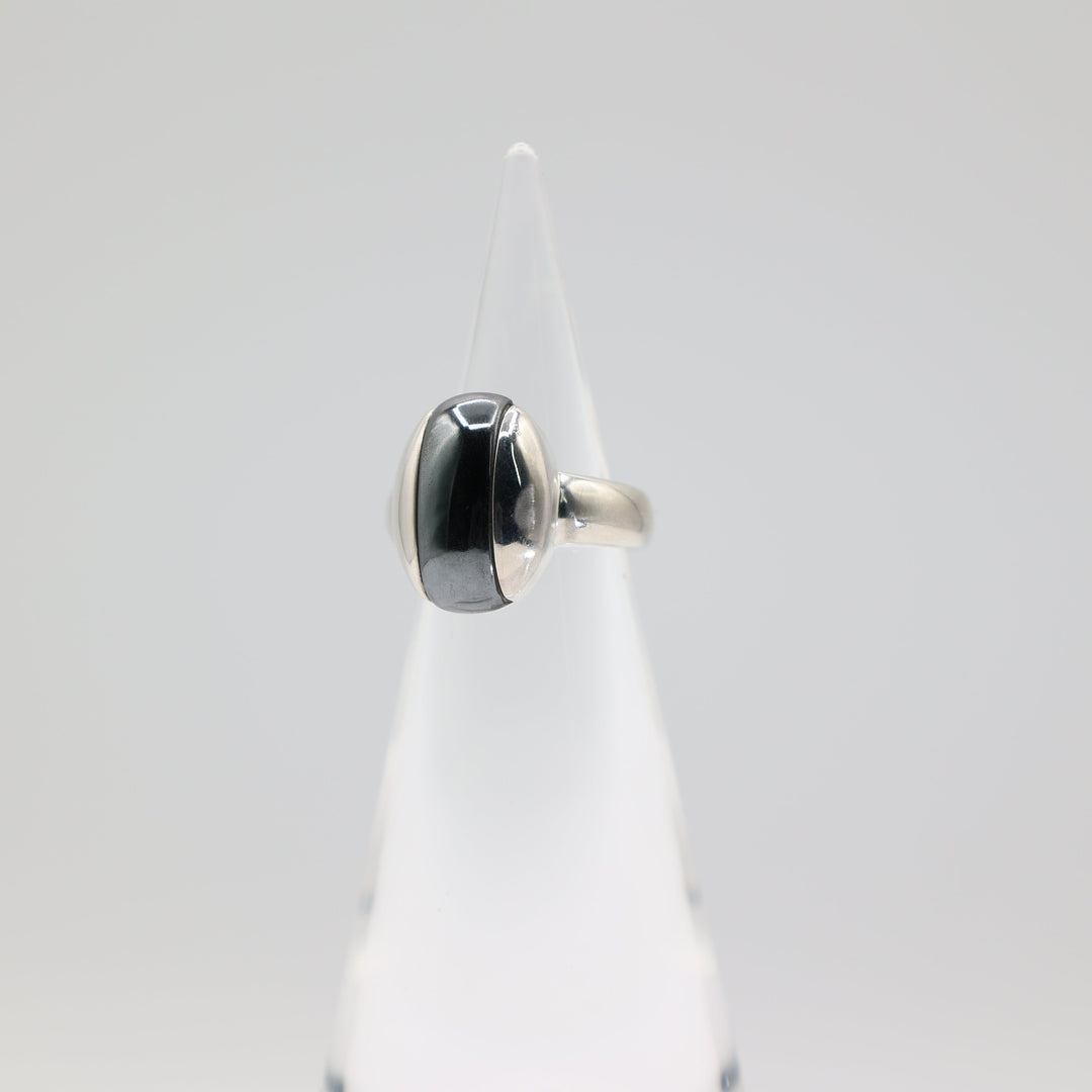 925 Sterling Silver Hematite Ring And Earrings Set Size 5.75