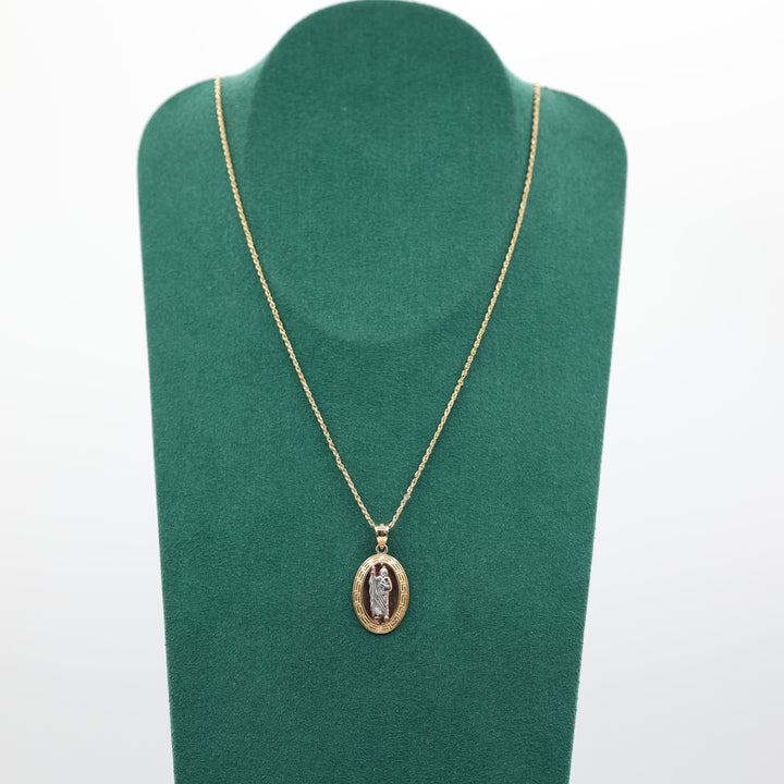 11K Yellow Gold Religious Pendant Necklace - 23 inches