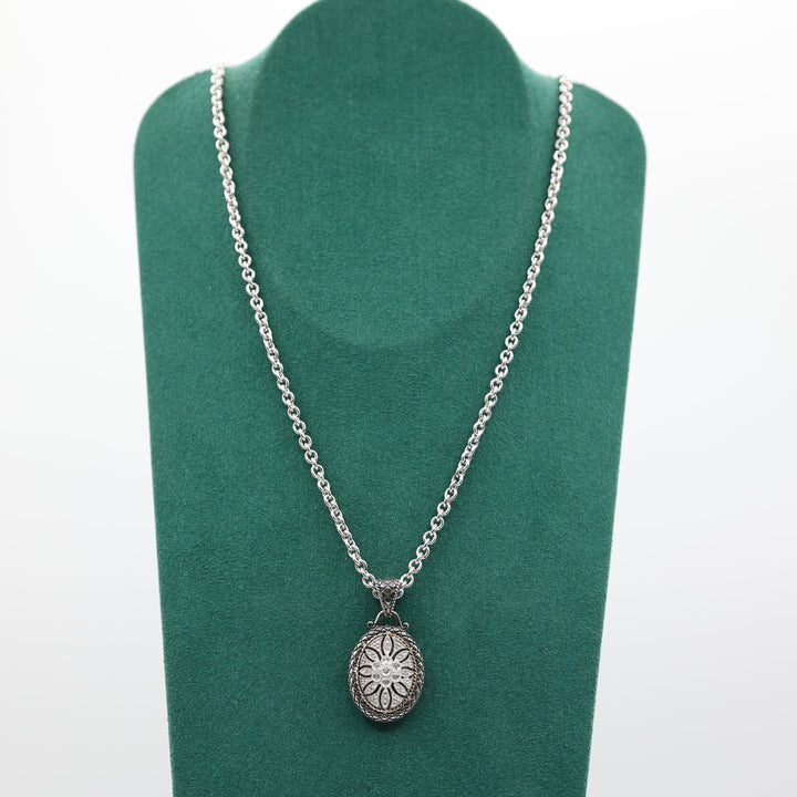 Andrea Candela Gold Accents And Pave Diamond Necklace In Sterling Silver