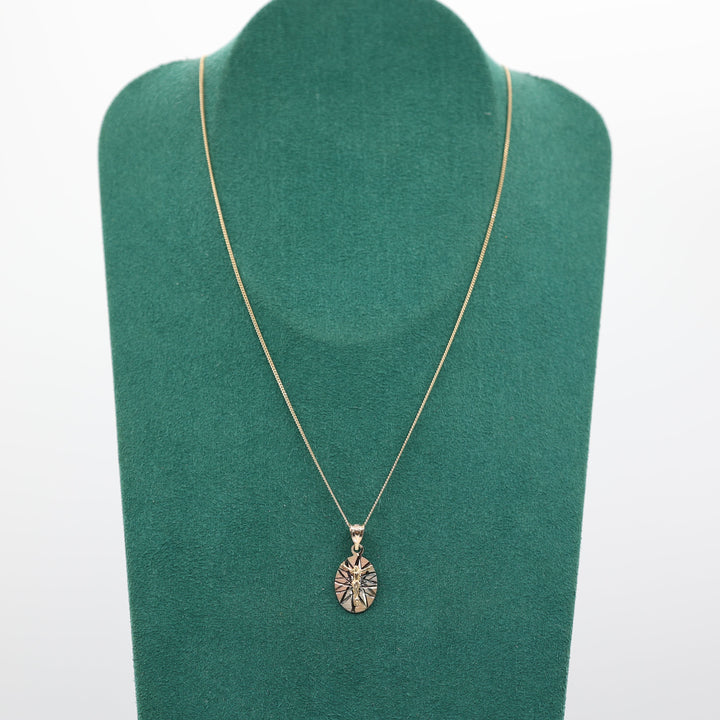 10K Yellow Gold Religious Pendant Necklace - 22 inches