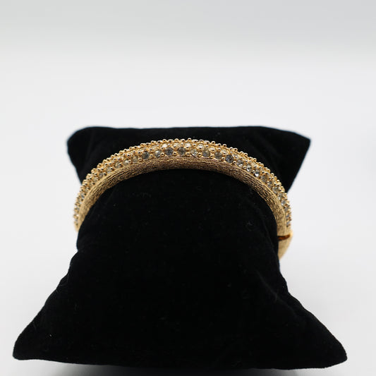 Gold Plated Pave Crystal Oval Christian Dior Hinged Bangle Bracelet