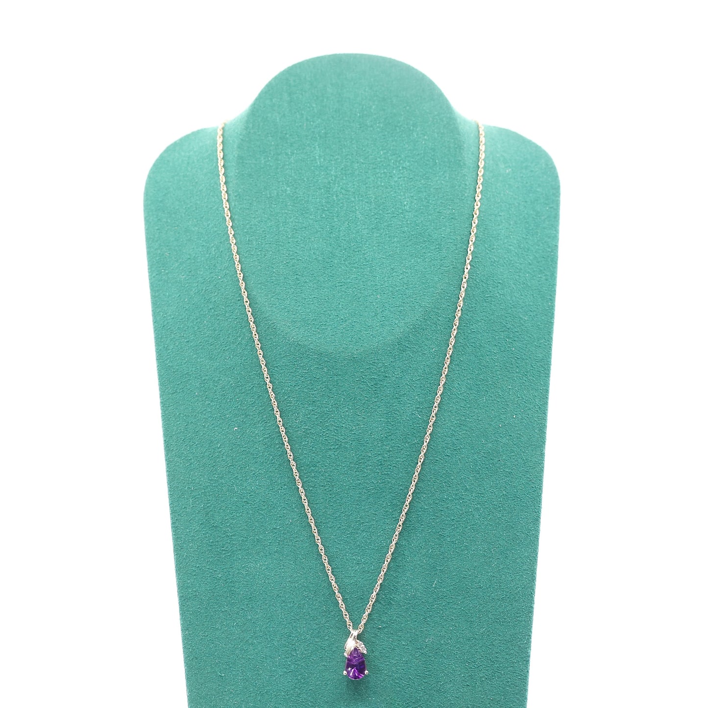 14k Yellow Gold Necklace with Amethyst Tear Drop and Sapphire Stones