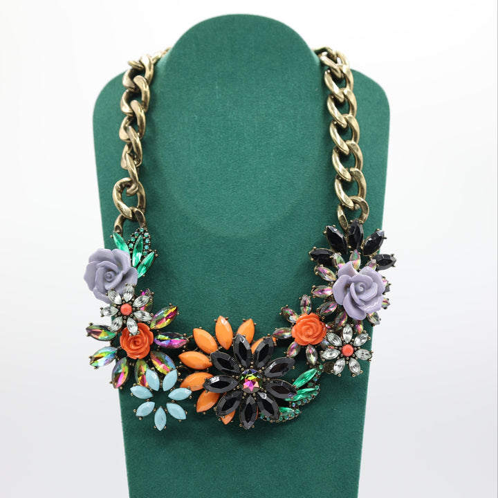 Joan Rivers Multicolored Flower Necklace Elegant Statement Jewelry