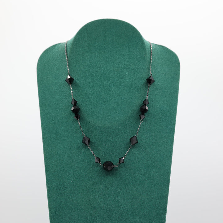 Givenchy Black Crystal Beaded Necklace And Earrings Set
