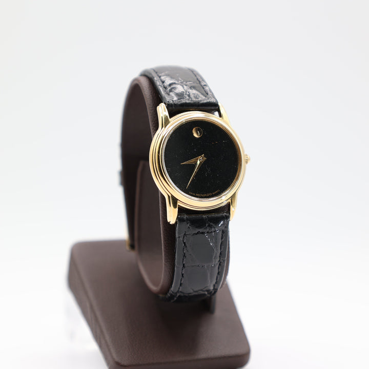 Movado Swiss Quartz Watch 9467869 Gold Tone And Black Dial
