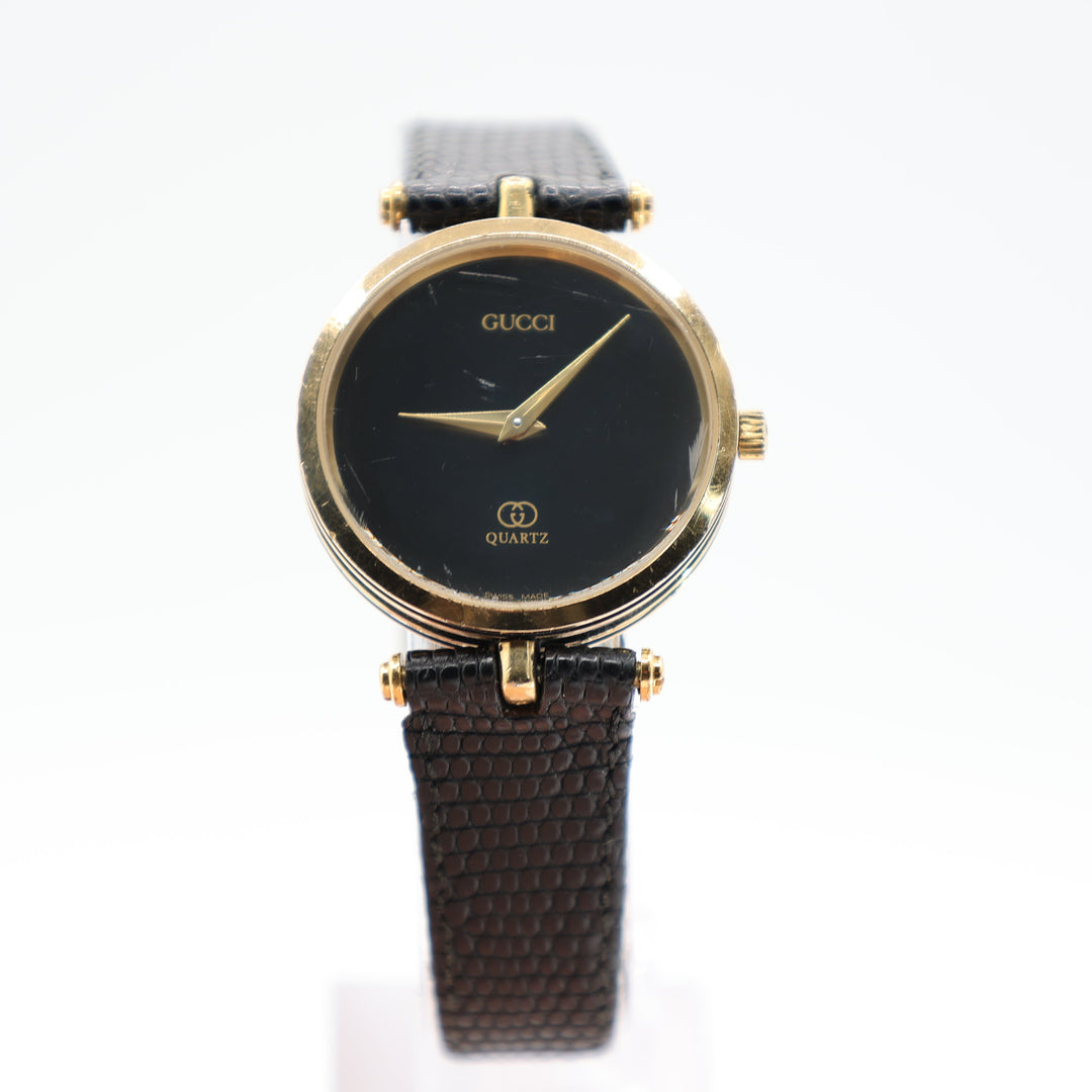 Gucci Black And Gold Tone Quartz Watch Luxury Timepiece
