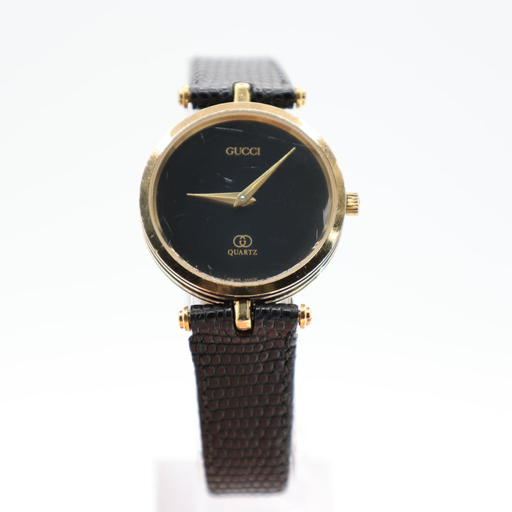 Gucci Black And Gold Tone Quartz Watch Luxury Timepiece