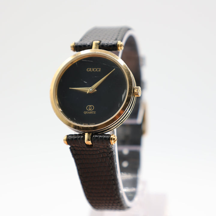 Gucci Black And Gold Tone Quartz Watch Luxury Timepiece