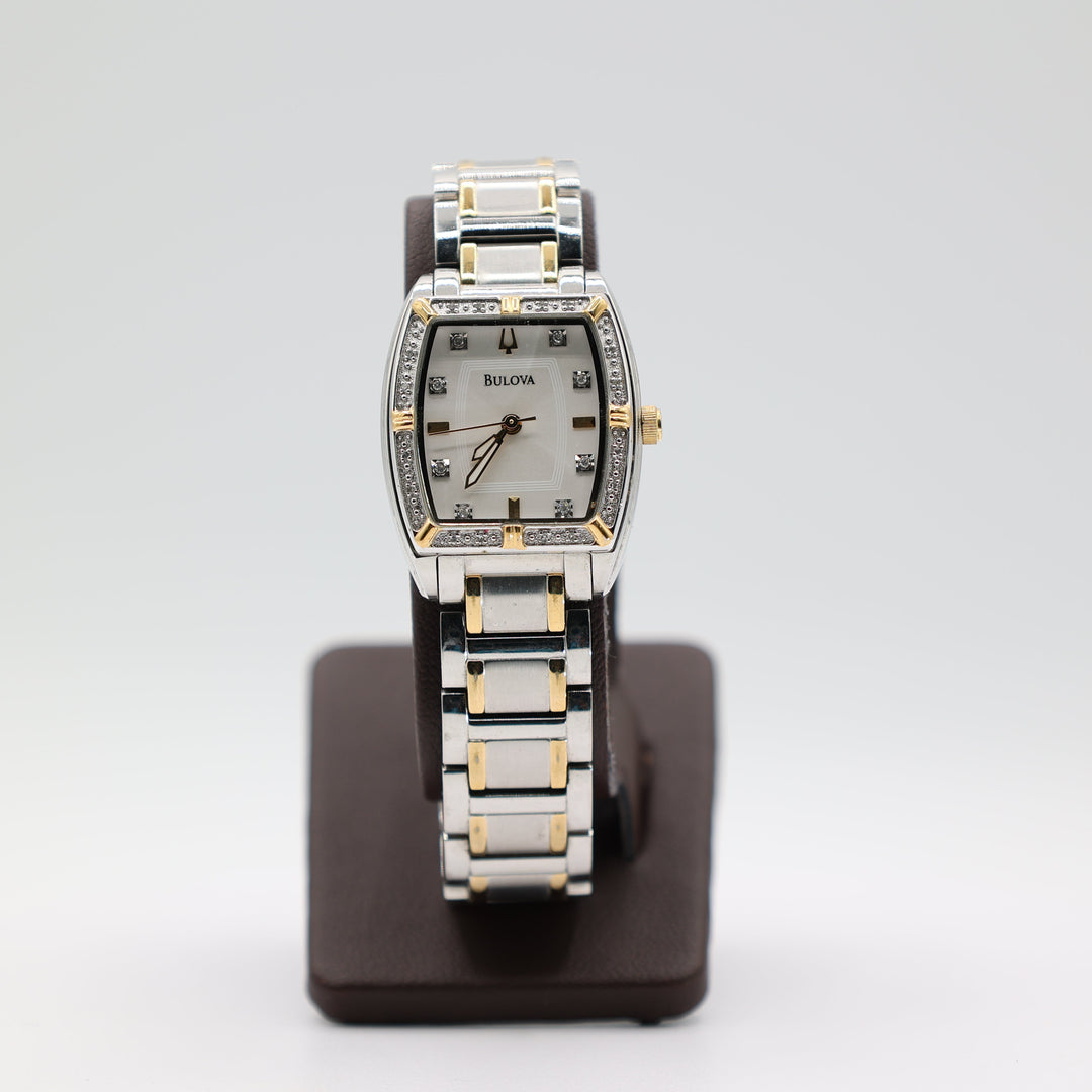 Bulova C637552 Silver And Gold Tone Diamond Accented Watch