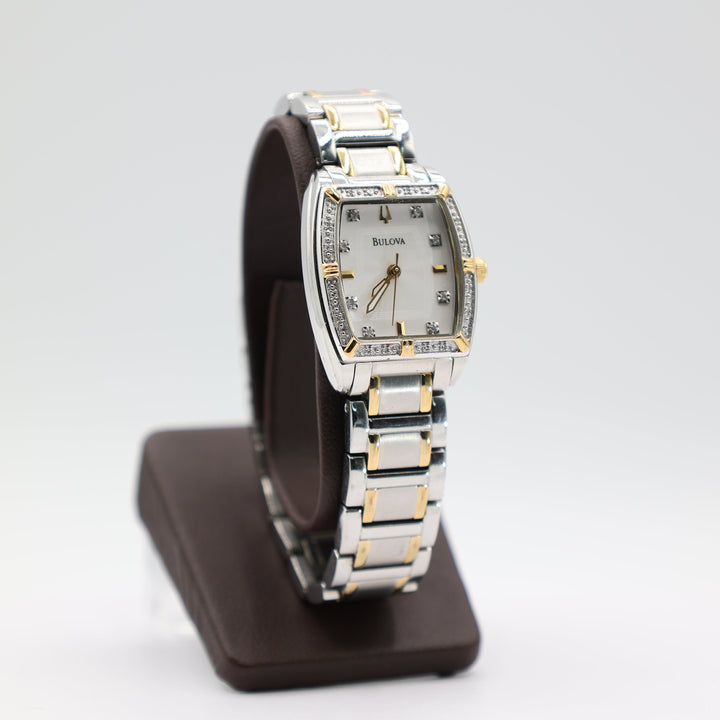 Bulova C637552 Silver And Gold Tone Diamond Accented Watch