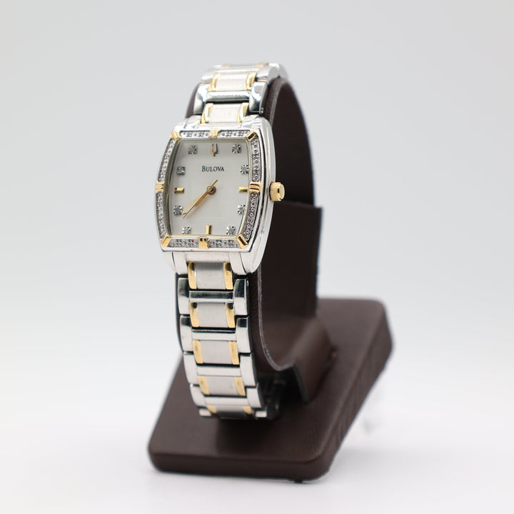 Bulova C637552 Silver And Gold Tone Diamond Accented Watch