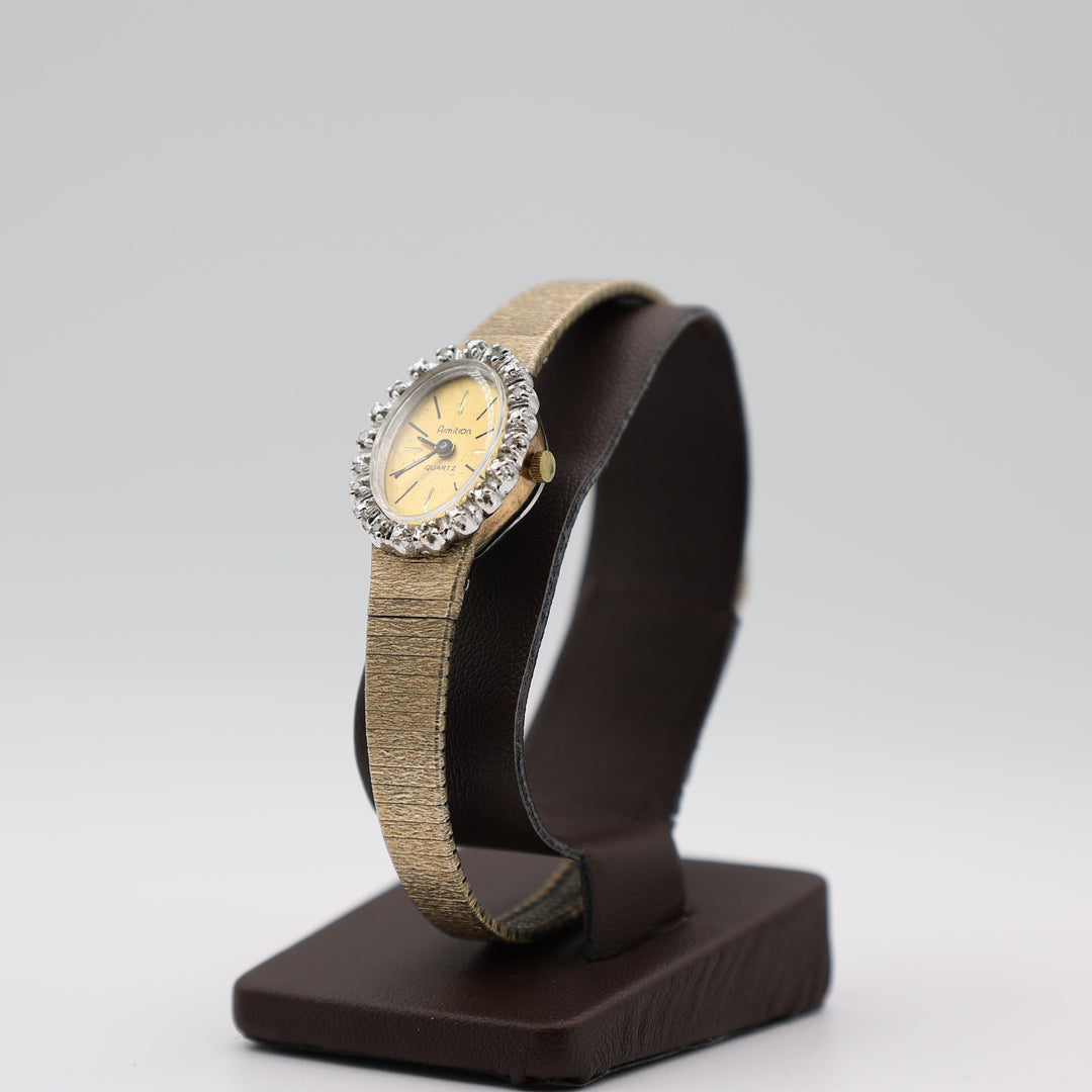 Vintage Armitron Gold Tone Quartz Diamond Accented Watch