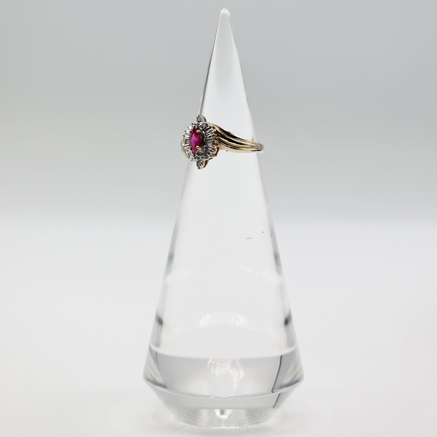 10k Yellow Gold and White Gold Ruby Diamond Ring - Size 6.5