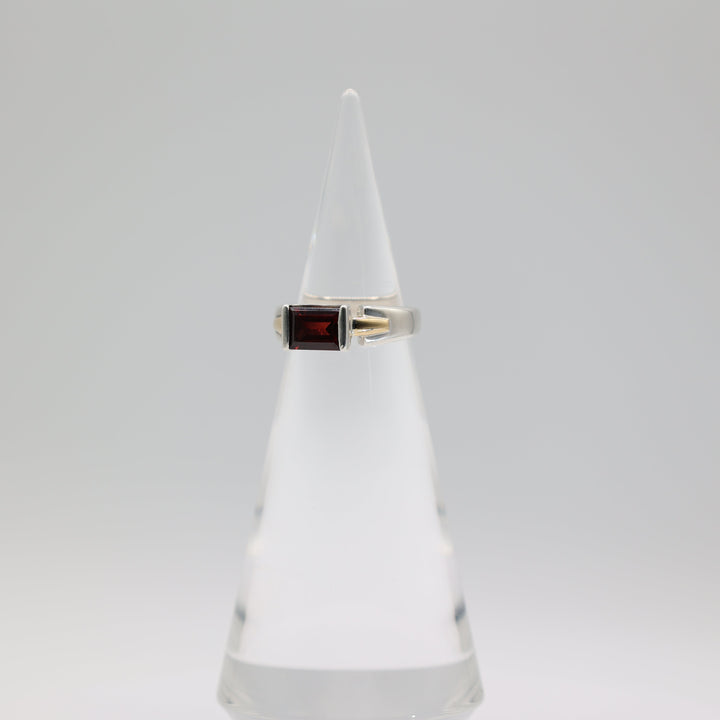 Lorenzo Garnet Two Tone Ring 925 Sterling Silver 18K Gold Size 7