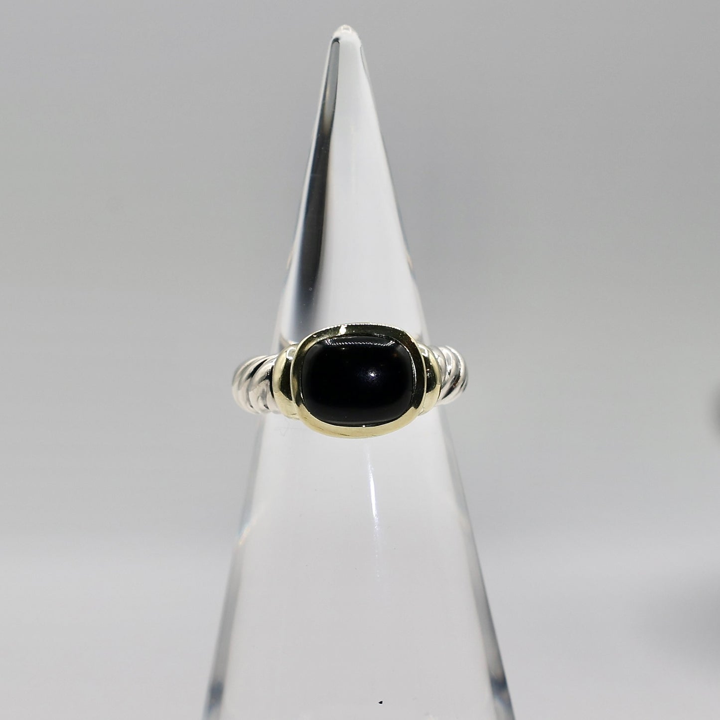 925 Sterling Silver and 14k Yellow Gold David Yurman Onyx Ring - Size 6