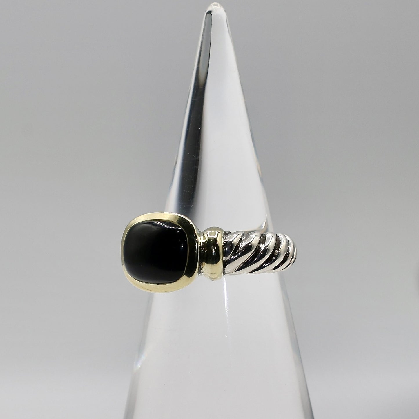 925 Sterling Silver and 14k Yellow Gold David Yurman Onyx Ring - Size 6