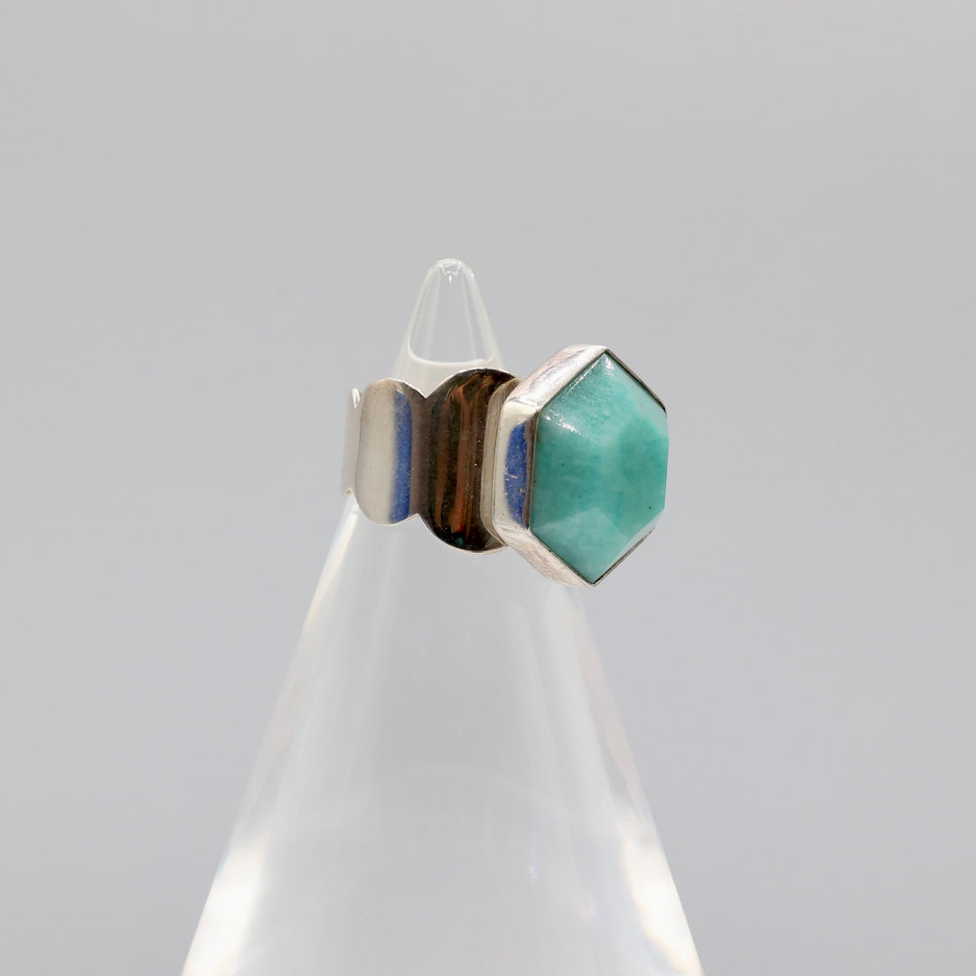 925 Sterling Silver Judith Ripka Hexagon Turquoise Stone Ring Size 6.5