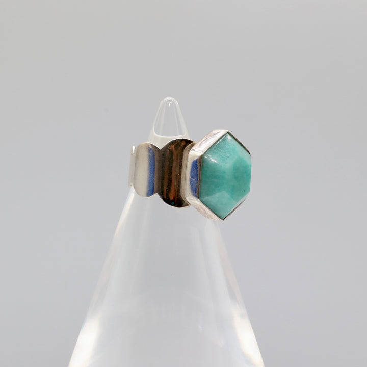 925 Sterling Silver Judith Ripka Hexagon Turquoise Stone Ring Size 6.5