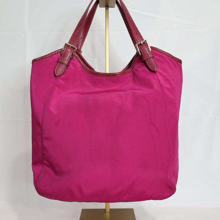 Tory Burch Ella Logo Pink Nylon Shoulder Bag