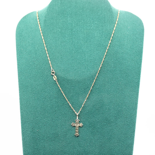 14k Yellow Gold Cross Pendant Necklace - 16 Inches