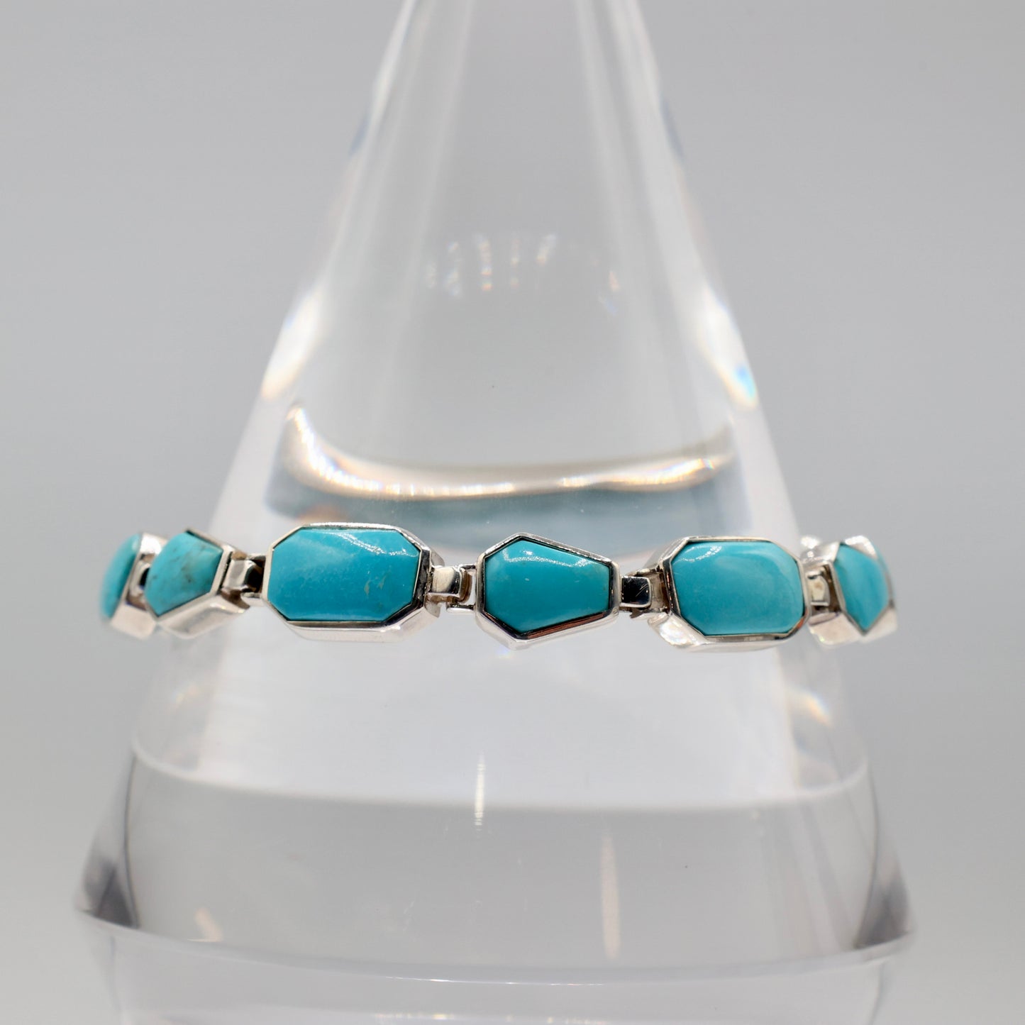 925 Sterling Silver Turquoise and Blue Topaz Reversible Bracelet