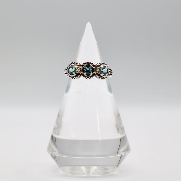 925 Sterling Silver and 18k Yellow Gold Accented Barbara Bixby Apatite Ring- Size 8