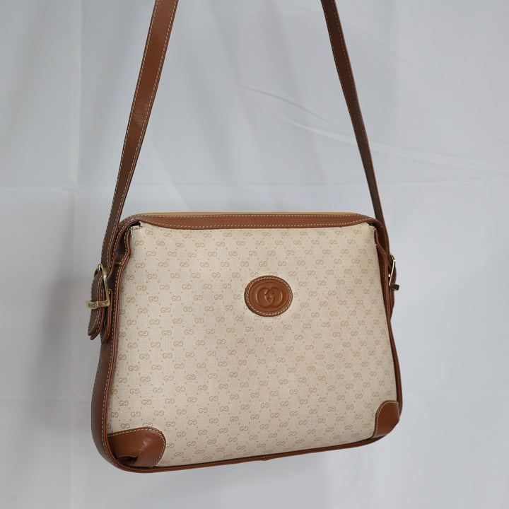 Vintage Gucci White GG Monogram Canvas Crossbody Bag