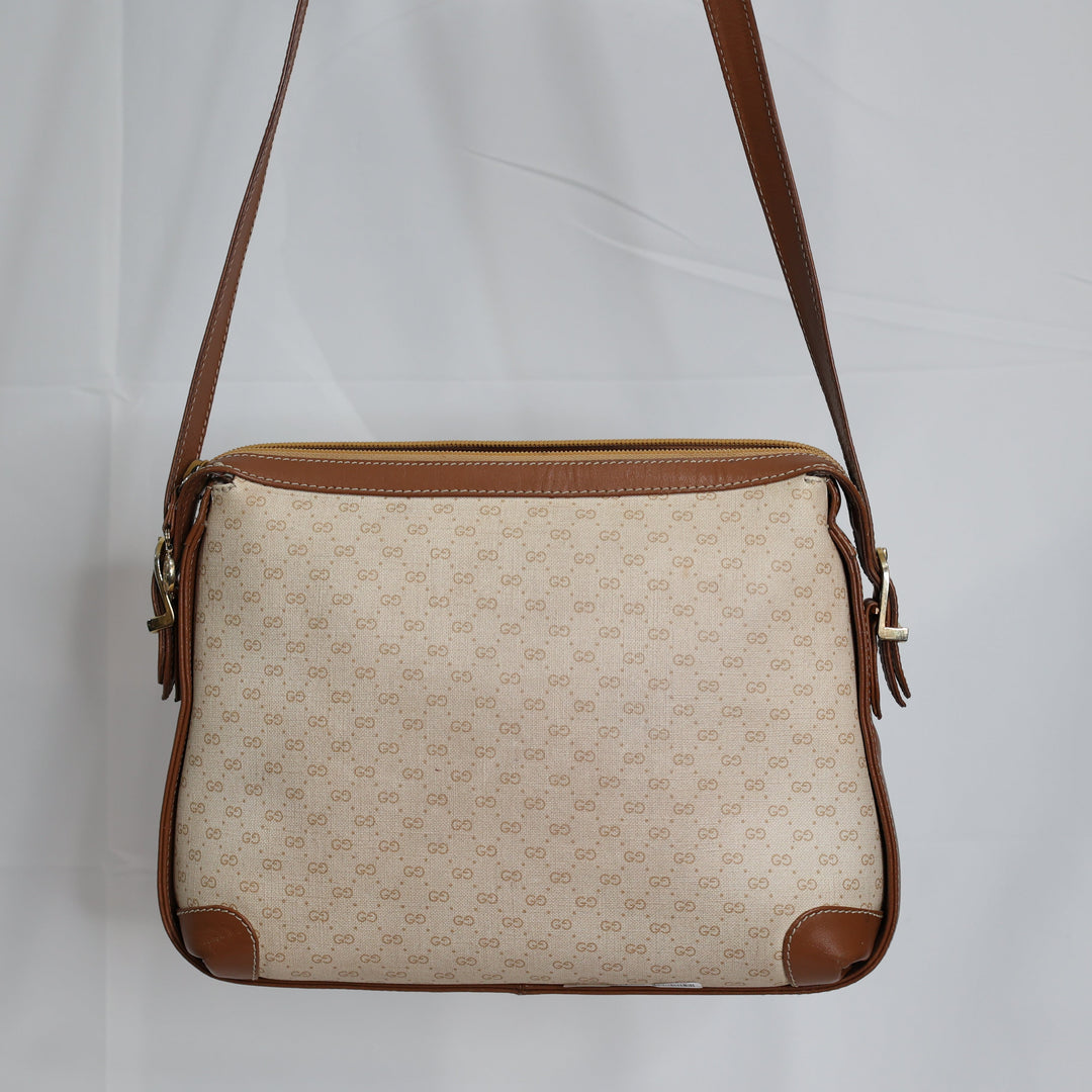 Vintage Gucci White GG Monogram Canvas Crossbody Bag