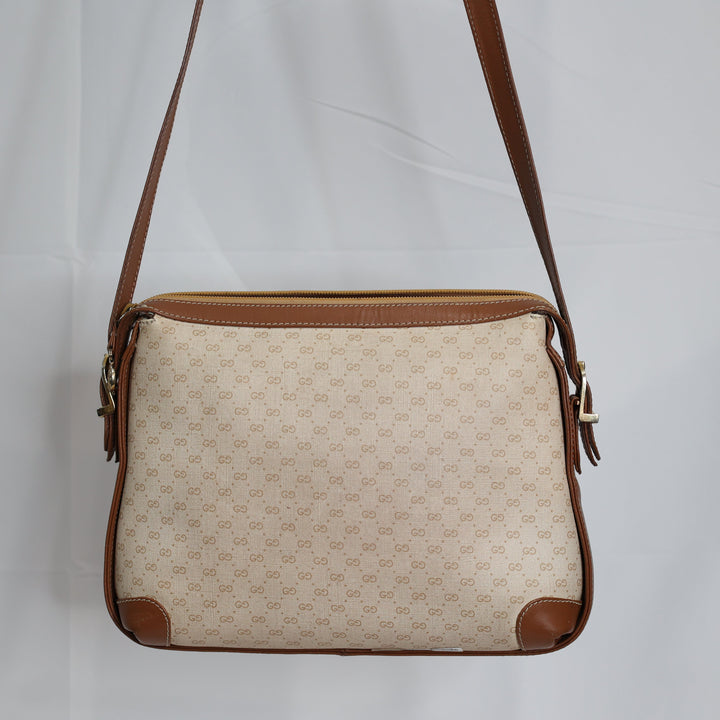 Vintage Gucci White GG Monogram Canvas Crossbody Bag