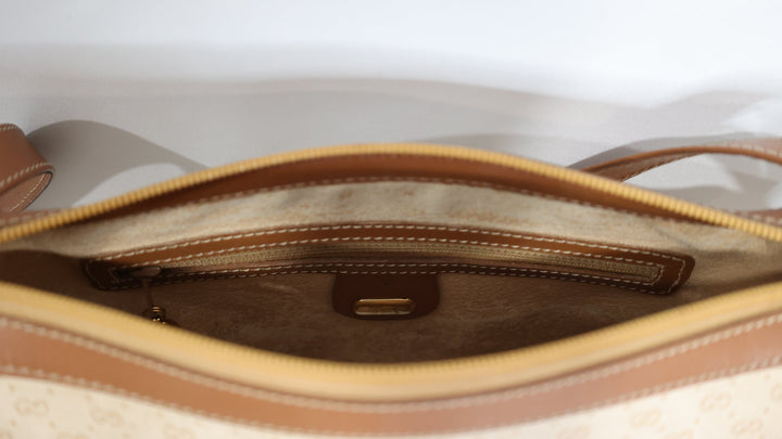 Vintage Gucci White GG Monogram Canvas Crossbody Bag