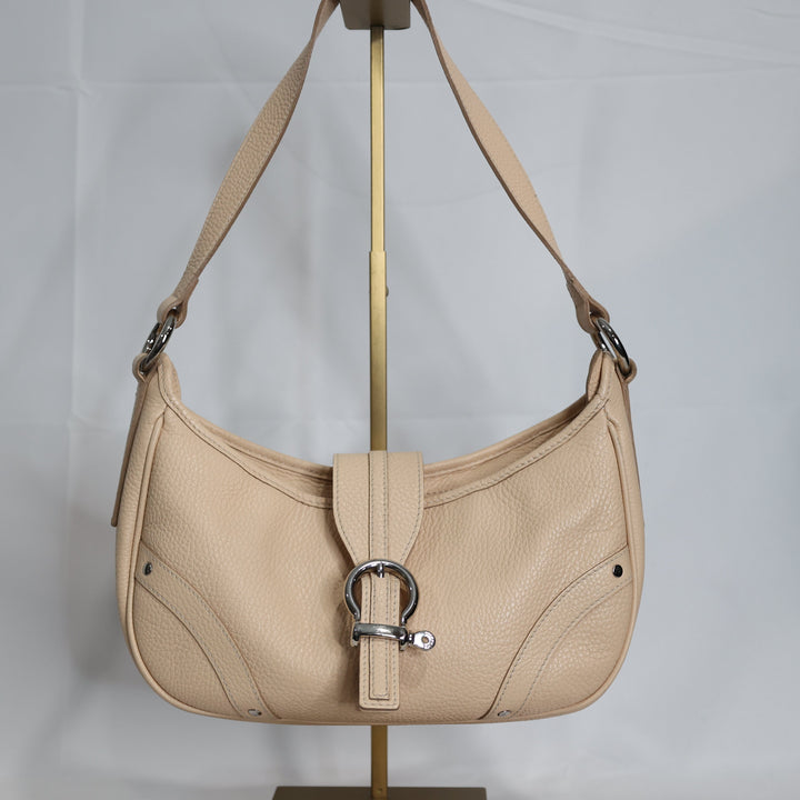 Burberry London Beige Leather Stirrup Buckle Shoulder Bag