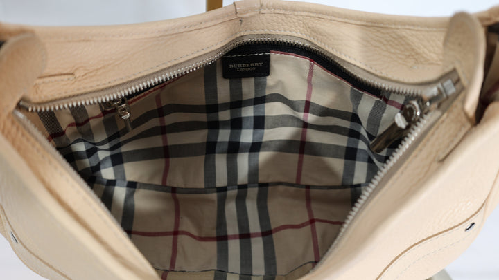 Burberry London Beige Leather Stirrup Buckle Shoulder Bag