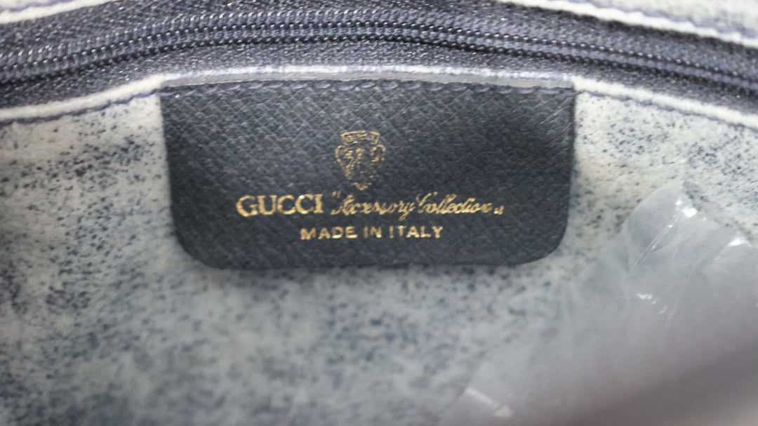 Gucci Navy Blue Bowler Handbag and Wallet