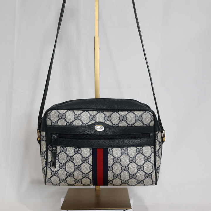 Gucci GG Ophidia Navy Blue Canvas Crossbody Bag