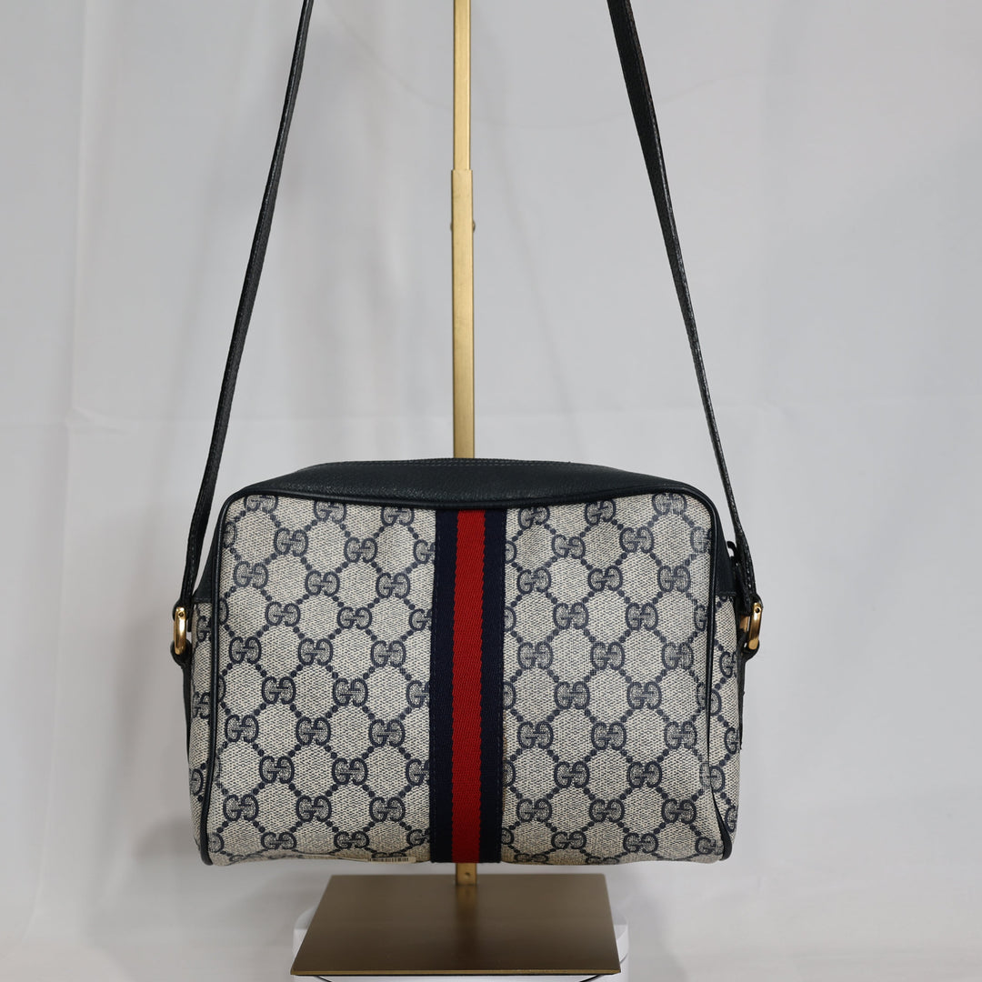 Gucci GG Ophidia Navy Blue Canvas Crossbody Bag