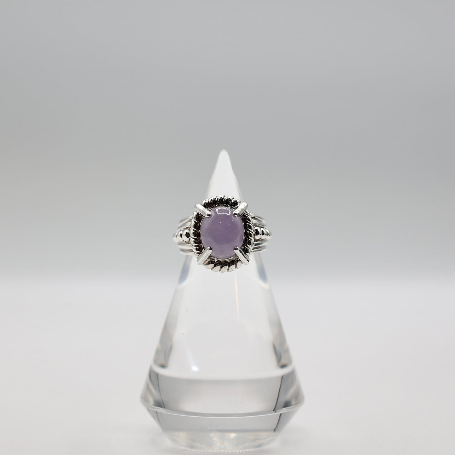 925 Sterling Silver Judith Ripka Lavender Jade Ring - Size 7.25