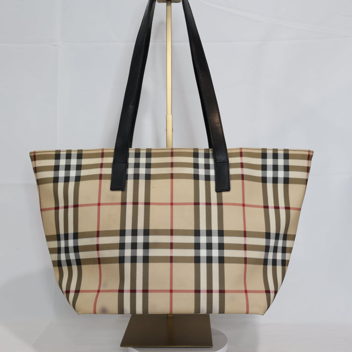 Burberry Nova Check Beige Satchel Tote Purse