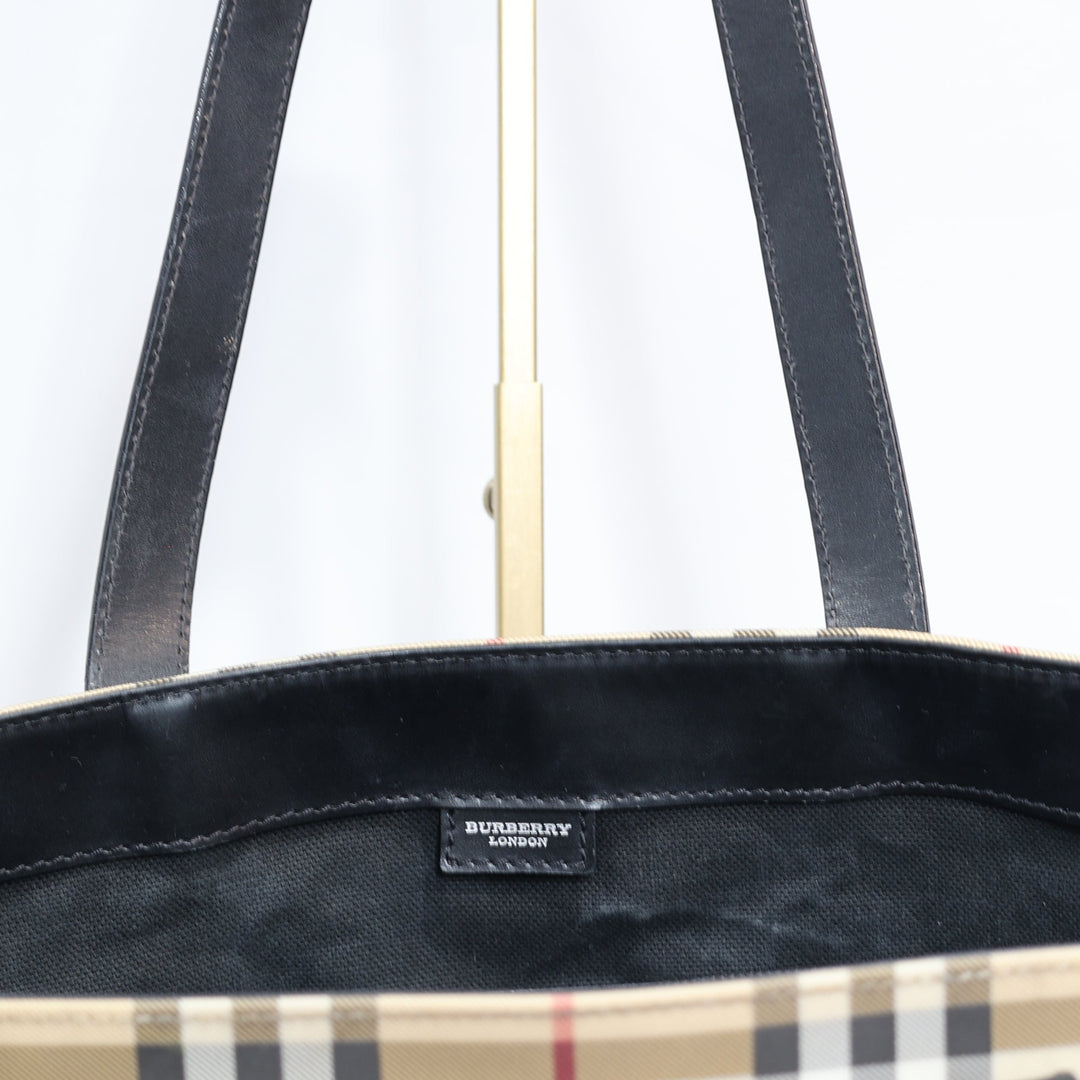 Burberry Nova Check Beige Satchel Tote Purse