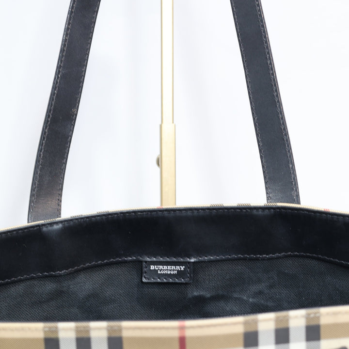 Burberry Nova Check Beige Satchel Tote Purse