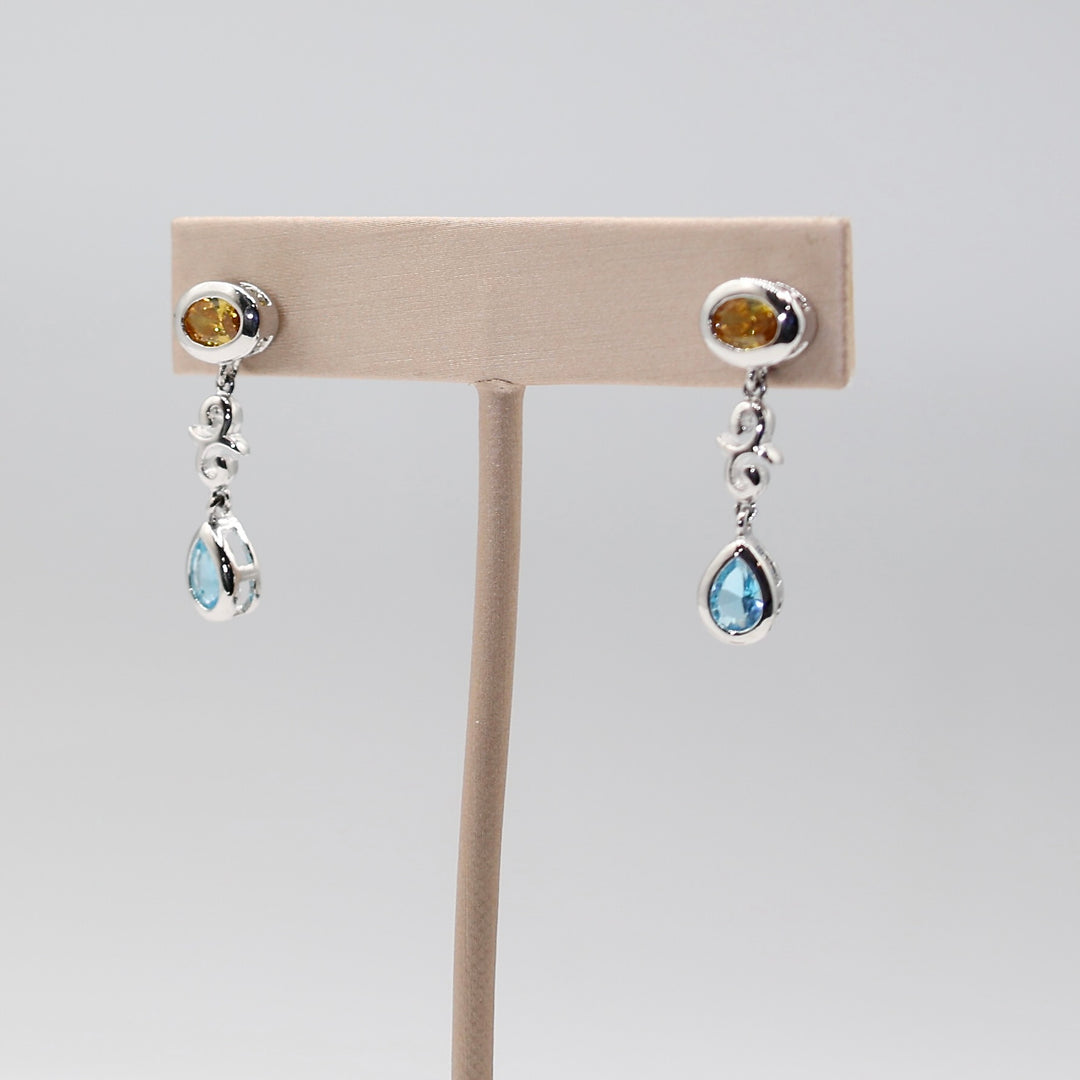 Silver Tone Costume Rhinestones Earrings