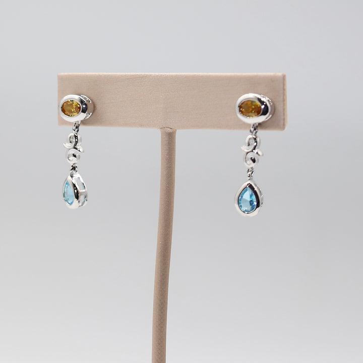 Silver Tone Costume Rhinestones Earrings