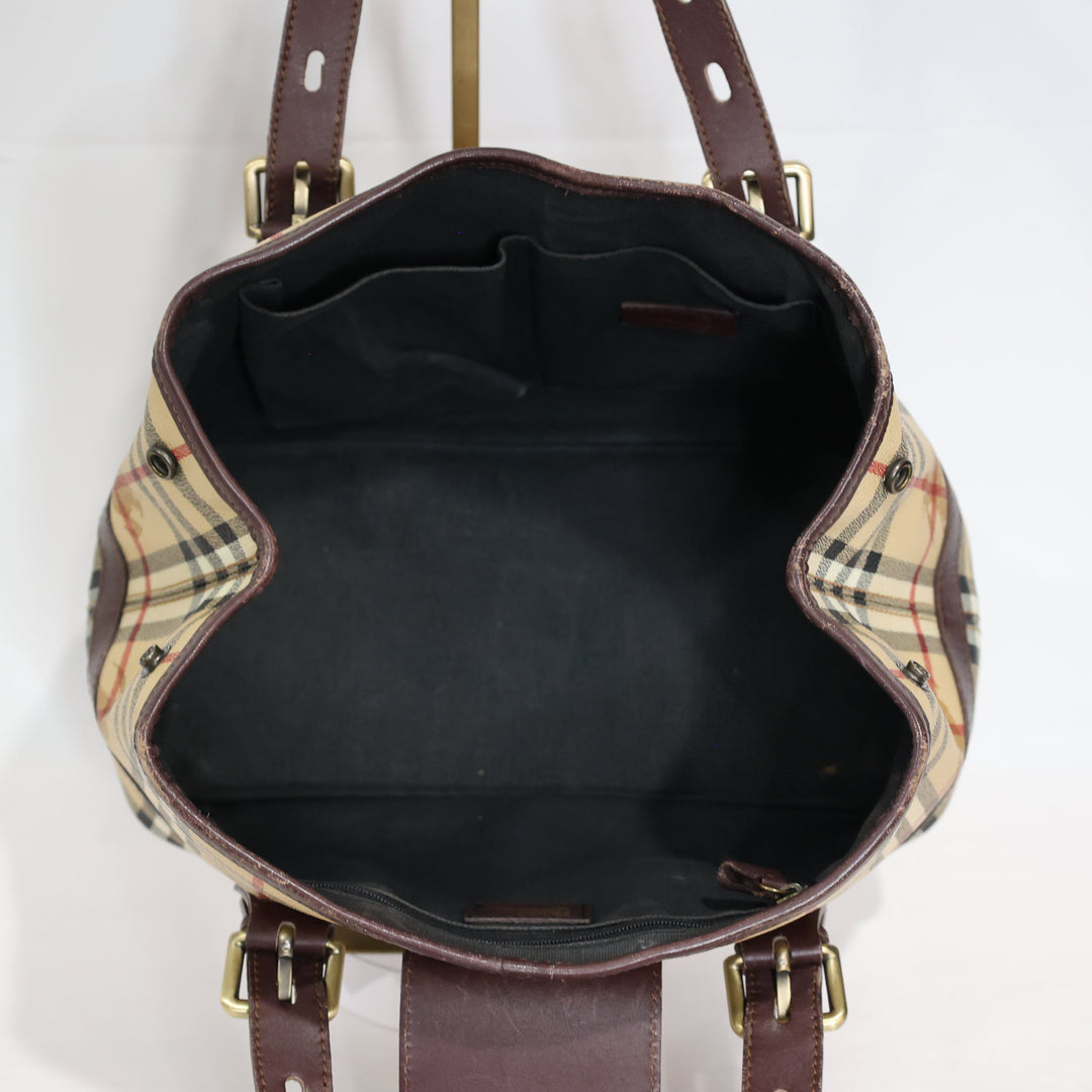 Burberry Classic Barrel Leather Handbag with Brown straps and Front Buckle